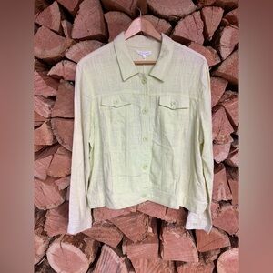 Lemon Yellow Linen Jacket Cotton Canadian‎ Women’s Large Bomber Jean Coat Joy